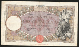 Italy 500 Lire 16.08.1939 Large Size Banknote - 500 Liras