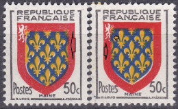 18017 Variété : N°999 Blason Maine Lys Tronqués à Droite + Lys Tronqués à Gauche ** - Ungebraucht