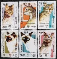 Cambodge 1985 Cats   Stampworld N° 682 à 687 - Cambogia