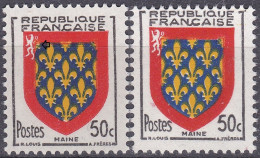 18022 Variété : N°999 Blason Maine Lion Queue Coupée + Normal  ** - Unused Stamps