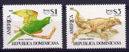 Dominicana 1993, UPAEP, Parrot, Iguana, 2val - Posta