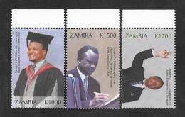 SE)2001 ZAMBIA, PRESIDENT FREDERICK CHILUBA PRESIDENTE DE LA REPÚBLICA, 3 STAMPS MNH - Zambie (1965-...)