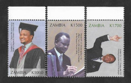 SE)2001 ZAMBIA, PRESIDENT FREDERICK CHILUBA PRESIDENTE DE LA REPÚBLICA, 3 STAMPS MNH - Zambia (1965-...)