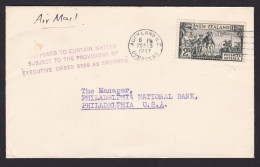 New Zealand: Airmail Cover To USA, 1947, 1 Stamp, Explorer, Postal Cancel Supposed To Contain, From Bank (minor Damage) - Lettres & Documents