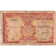 Indochine Française, 10 Piastres = 10 Kip, Undated (1953), KM:102, B+ - Indochine