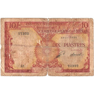 Indochine Française, 10 Piastres = 10 Kip, Undated (1953), KM:102, B+ - Indocina