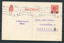 1926 Denmark 20/25ore Red (78 - H) Brevkort, Stationery Postcard Odense - Hamburg Germany - Brieven En Documenten