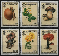 Burkina Faso 1985 - Mi-Nr. 976-981 ** - MNH - Pilz / Mushroom - Blume / Flower - Burkina Faso (1984-...)