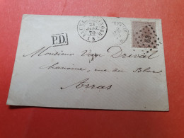 Belgique - Enveloppe De Bruxelles Pour Arras En 1870 - Réf 3349 - 1869-1883 Leopoldo II