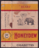 India Vintage BEARS HONEYDEW - Elephant- Empty CIGARETTE Packet  (**) Inde Indien - Sigarettenkokers (leeg)