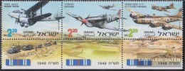 Israel 1471-1473 Triple Strip With Tab (complete Issue) Unmounted Mint / Never Hinged 1998 Combat Aircraft - Unused Stamps (with Tabs)