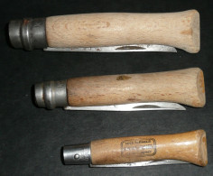 Lot 3 Anciens Couteaux Opinel N° 5 7 & 9 Virobloc Main Gantée Couronnée - Outils Anciens