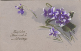E4771) Herzlichen Glückwunsch Zum GEBURTSTAG - Blumen - Tolle Alte Kartonkarte 1919 - Geburtstag