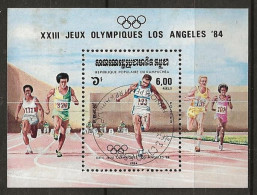 Timbre Kampuchea Bloc Feuillet Jeux Olympiques Los Angeles 1984 - Kampuchea