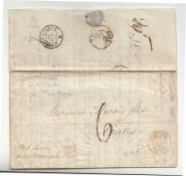 1850 INTERNATIONAL Lettre Contenu SANTAIGO De CUBA-NANTES+6c Tax Cachet+Rouge Transit Timbre+2 Timbres-g524 - Préphilatélie