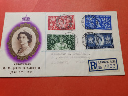 Royaume Uni - Enveloppe FDC ( Reine Elisabeth ) En 1953 En Recommandé De Londres Pour La France  - Réf 3372 - 1952-1971 Pre-Decimal Issues