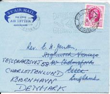 Rhodesia & Nyasaland Aerogramme Sent To England 7-7-1959 Redirected To Denmark - Rhodésie & Nyasaland (1954-1963)