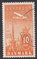 00716/  Denmark 1934 Sg287 10ore Orange Used AIR - Luchtpostzegels