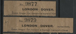 01237*LONDON-DOVER*VERY SPECIAL TRAVEL AGENCY OLD RAILWAY TICKETS - Europe