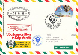 Cape Verde 1. Ballonpostflug In Kap Verde Special Cover 2-4-1989 Sent To Sweden - Cape Verde
