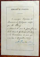 Distribution Des Prix Du 29 Juillet 1879 Séminaire De POLIGNAN (aujourd'hui GOURDAN-POLIGNAN) Haute-Garonne - Diplômes & Bulletins Scolaires