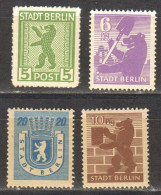 Deutschland; Berlin Und Brandenburg, 1945 MiNr 1/2, 4, 6 **, Lot Mit 4 Stück - Berlín & Brandenburgo