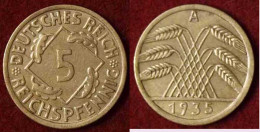 5 Reichs-Pfennig DR 1935 A Jäger Nr. 316    (9814 - 5 Rentenpfennig & 5 Reichspfennig