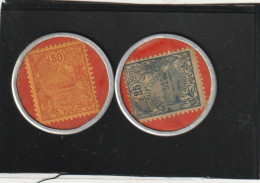 NOUVELLE-CALEDONIE - Timbres Monnaie - 95 Et 100, Jeton Aluminium: 25c. Et 50c "Nouméa - Banque Indochine" - Nieuw-Caledonië
