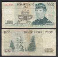 CHILE - 1000 Pesos Banknote 1996 Pick 154f F- (4-) Prefix FB (28976 - Otros – América