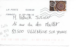 France 2014 - AA 927 - OBLITERE S/enveloppe 08/2016  / Coquillage Solarium - Cartas & Documentos