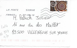 France 2014 - AA 927 - OBLITERE S/enveloppe 08/2016  / Coquillage Solarium - Storia Postale