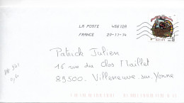 France 2014 - AA 941 - OBLITERE S/enveloppe 2014  / Animaux Du Zodiaque Stylisés : LE BELIER - Storia Postale