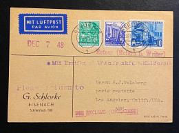 DDR 1955 Postkarte Erstflug Frankfurt - Kalifornia Mit Mi. 406, 417, 479 Gestempelt/o BERLIN - Luftpost