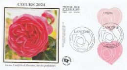 Fdc 2024_Envel. 1er Jour_fdc_soie_Coeurs De Lancôme. Oblit. PJ 06 Grasse 19/01/24. - 2020-…