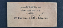 RARE - Carnet 20 Timbres - FRANCE 137 Semeuse 5c (Type II) Papier GC - PALAIS DE LA NOUVEAUTE PARIS - Magasins DUFAYEL - Autres & Non Classés