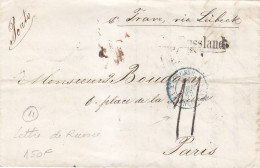 Lettre De Saint Peterbourg Russie Du 12/06/1857 Griffe Aus Russland Marque D'entrée Prusse Valenciennes - Covers & Documents