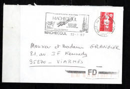 Fausse Direction - FD - Petite Marque Avec Trait Barrant L'indexation - Oblitérée Sur Enveloppe Entière - 1989-1996 Marianne (Zweihunderjahrfeier)