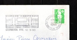 Courbevoie - Espace Carpeaux - Musique - Danse - Théatre - Cinéma - Oblitérée Sur Enveloppe Entière - 1989-1996 Maríanne Du Bicentenaire