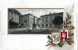 CHUR ► Schöne Alte Präge-Lithokarte Vom Postplatz Ca.1900 - Chur