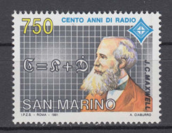 San Marino 1991 Maxwell,Radio Cent,Scott#1242,MNH,OG,VF - Nuevos