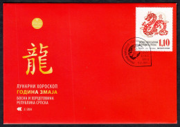 Bosnia Serbia 2024 Chinese Lunar New Year Of The Loong Dragon Celebrations Zodiac Astrology China FDC - Año Nuevo Chino