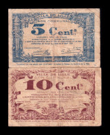 Francia France Set Billetes Locales Ville De Lille 5 10 Cents 1917 1918 Bc/Mbc F/Vf - Other & Unclassified