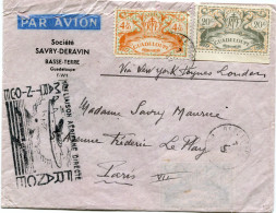 GUADELOUPE LETTRE PAR AVION DEPART BASSE-TERRE 7 JUIL 47 GUADELOUPE POUR LA FRANCE - Cartas & Documentos