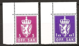 Norvège Norge 1980 N° Service 104 / 5 Inc ** Couronne, Lion, Armoiries Nationales, Hache, Croix, Religion, Magnus VI, Or - Unused Stamps