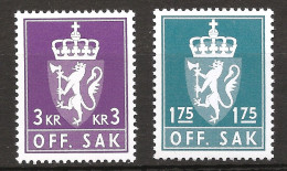 Norvège Norge 1982 N° Service 113 + 115 ** Couronne, Lion, Armoiries Nationales, Hache, Croix, Religion, Magnus VI, Or - Ongebruikt