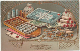 Gepragte Postkarte (Germany) Munzen Und Banknoten Herzlichen ...  Suoerbe Cvachet Esch Alzette - Coins (pictures)