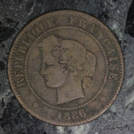  France, Cérès, 5 Centimes, 1886, , Bronze, TB (F),
KM# - 5 Centimes