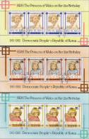 Korea 3 Feuillets Lady Di Diana 21th Birthday 3 Sheetlets (A52-72-73-74a) - Corée Du Nord