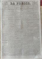 Journal LA PRESSE Du 13 Mars 1848 - LA GUERRE ET LA PEUR - APRES LA REVOLUTION - GOUVERNEMENT PROVISOIRE - 1800 - 1849