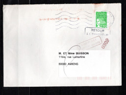 Cachet De Facteur - Retour à L'envoyeur - N'habite Pas à L'adresse Indiquée - Enveloppe Entière Oblitérée - 1997-2004 Marianne (14. Juli)